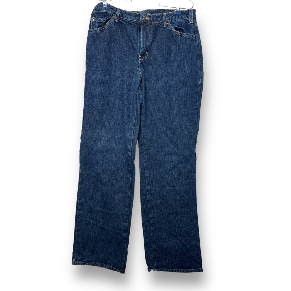 Dickies Flannel Lined Jeans Womens Size 12 Tall Straight Leg Mid Rise Cotton